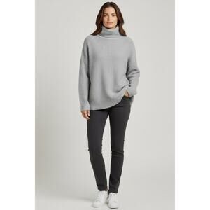 Sara Lanzi Ultra Fine Marino Wool Turtle Neck Sweater Gray Size L NWT